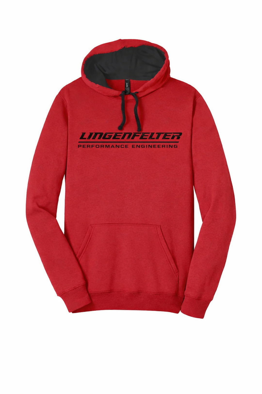Lingenfelter Contrast Red and Black Hoodie for men, stylish activewear hoodie with bold color blocking and comfortable fit.