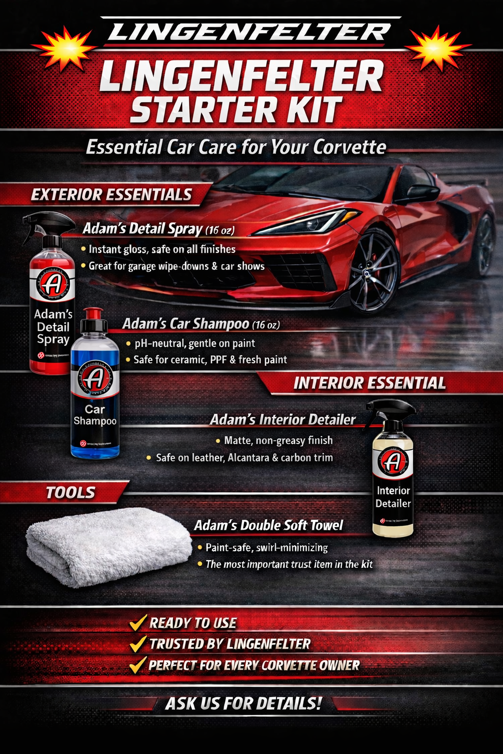 Lingenfelter Starter Car Care Kit – Adam’s Polishes Essentials Wixom Michigan 