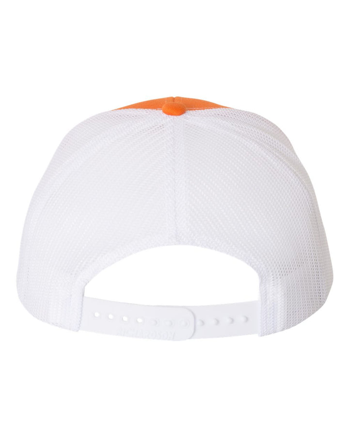 lingenfelter trucker hat orange and white back of hat