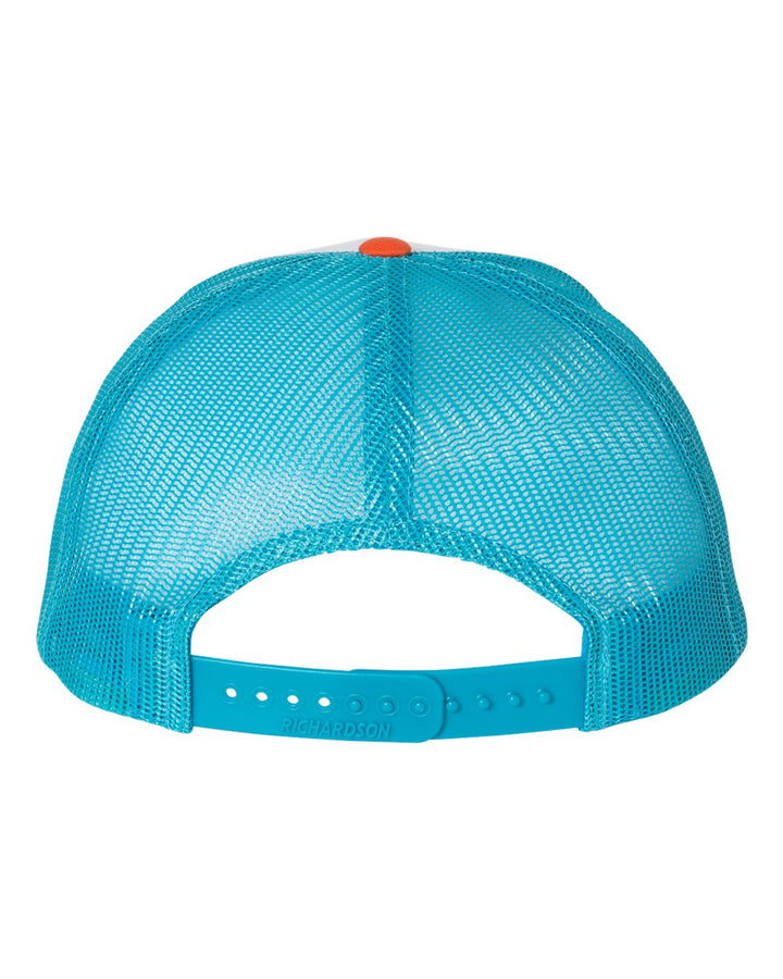 lingenfelter low profile trucker hat white orange and blue snapback mesh