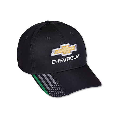 Gold Chevy Bowtie military service cap by Team Lingenfelter, featuring a classic design with embroidered Chevrolet emblem.