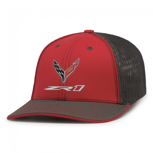 ZR1 Corvette Flexfit hat Large, XL. Fitted hat red and graphite